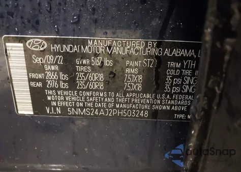 2023 Hyundai Santa Fe Sel from USA, damaged, VIN 5NMS24AJ2PH503248
